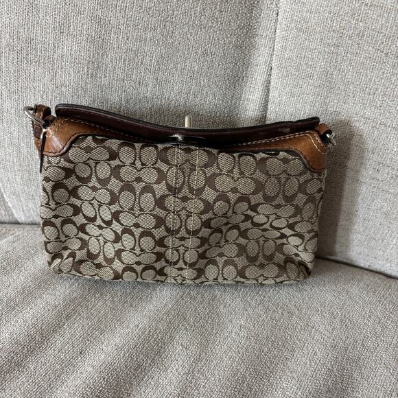 Vintage Coach Mini Bag Top Clasp Closure Brown Canvas Monogram - Picture 4 of 6